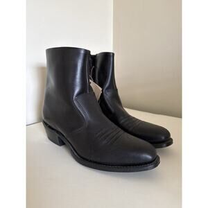 HH Vintage Womens Western Side Zip Black Leather Boot Made Sz 10 New Tags Boho